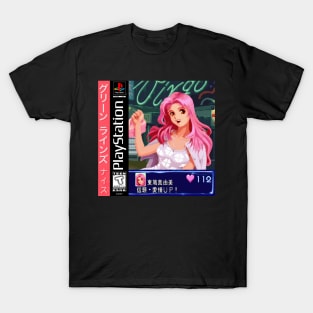 Vaporwave anime aesthetic video game girl pixel art T-Shirt
